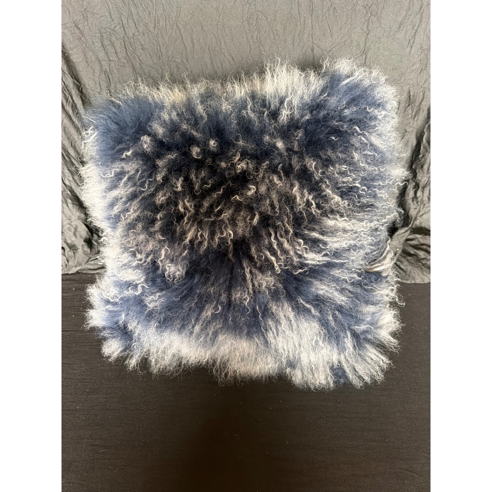 Mon Chateau Luxury Collection Tibetan Fur Pillow Oxford Blue 18x18 Feathers Down